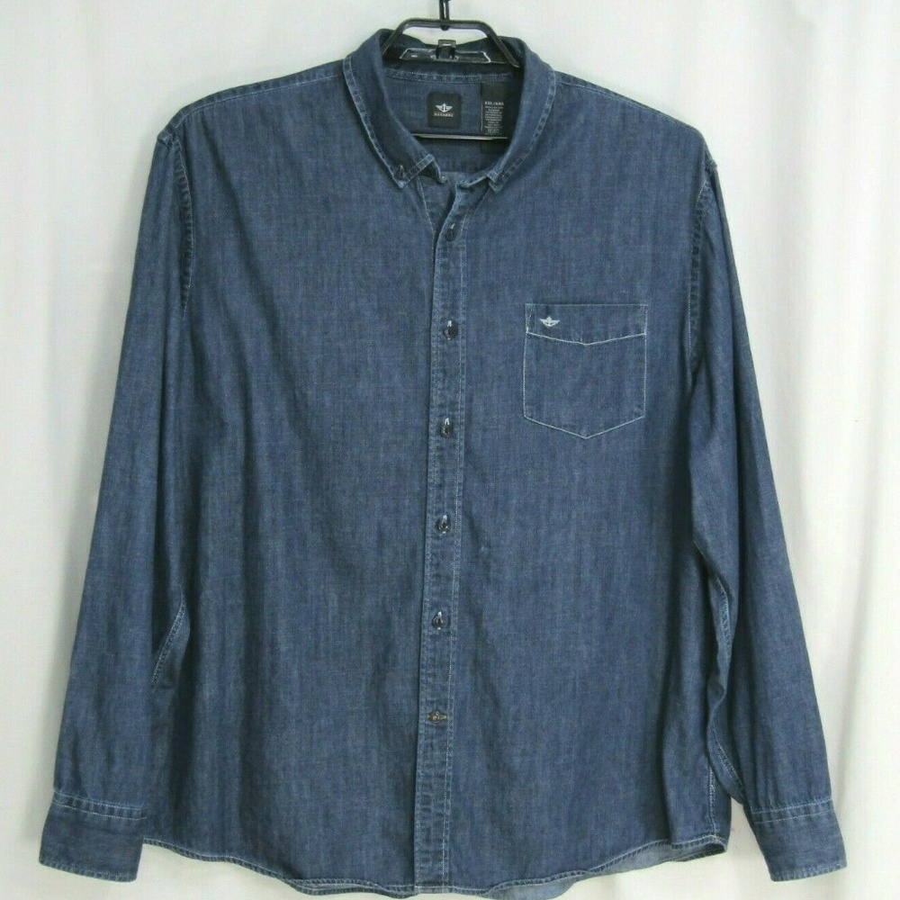 Dockers Dark Wash Denim Button Front Shirt Cotton